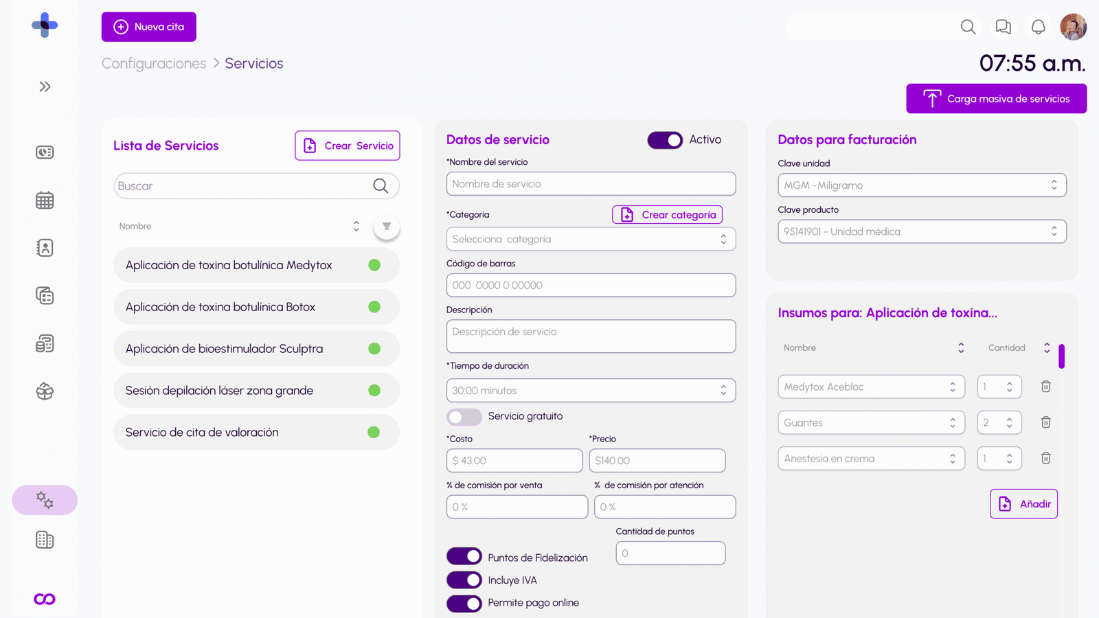 Configuraciones Servicios